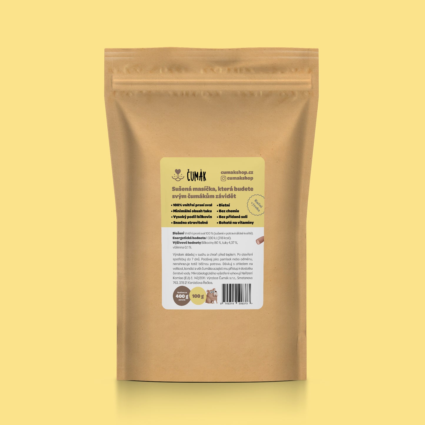 100% kuřecí stripsy, sušené